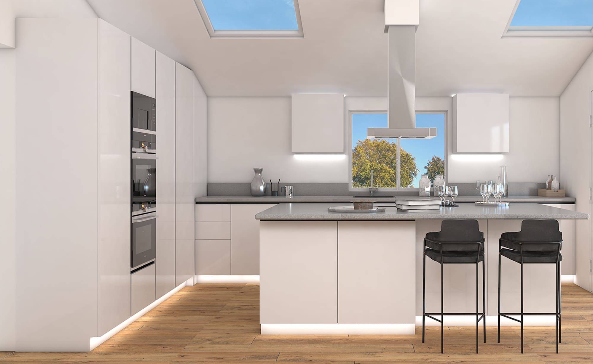 What colour worktop with white gloss kitchen?